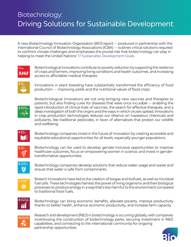 Biotechnology: Driving Solutions for Sustainable Development
